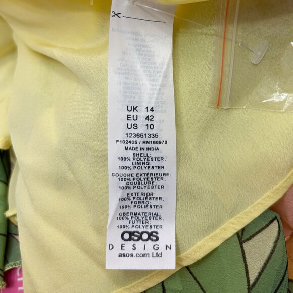 ASOS retro yellow and purple floral maxi dress size US 10 - Picture 6 of 7